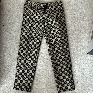 LOFT Animal Print Trousers in Black and Tan